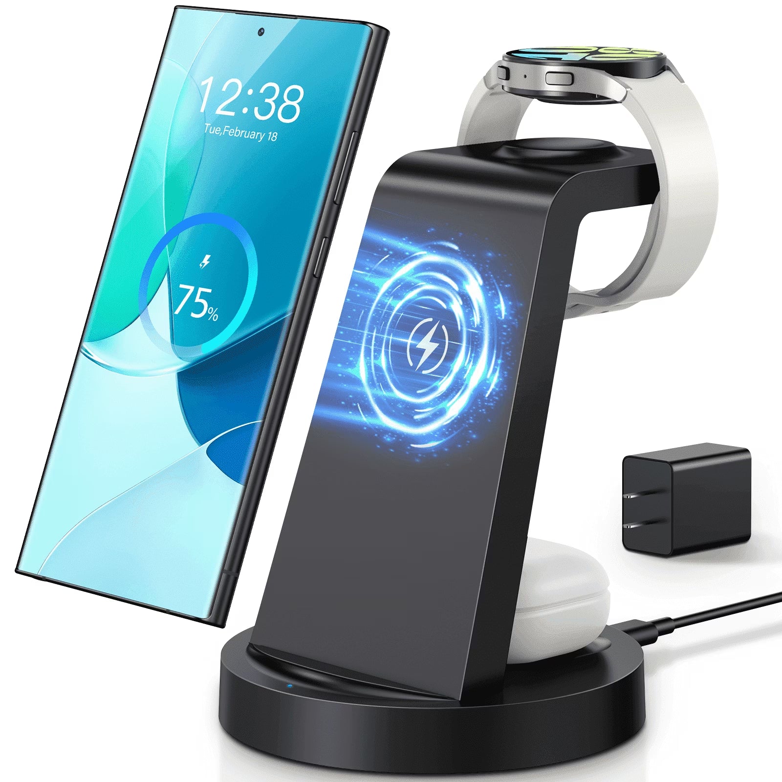 Wireless Charger:  3 in 1 Fast Charging Station, Iwatch Charger, Pro Classic Galaxy Buds