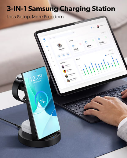 Wireless Charger:  3 in 1 Fast Charging Station, Iwatch Charger, Pro Classic Galaxy Buds