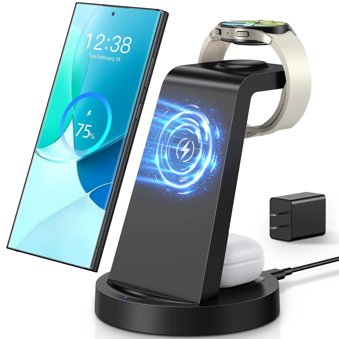 Wireless Charger:  3 in 1 Fast Charging Station, Iwatch Charger, Pro Classic Galaxy Buds