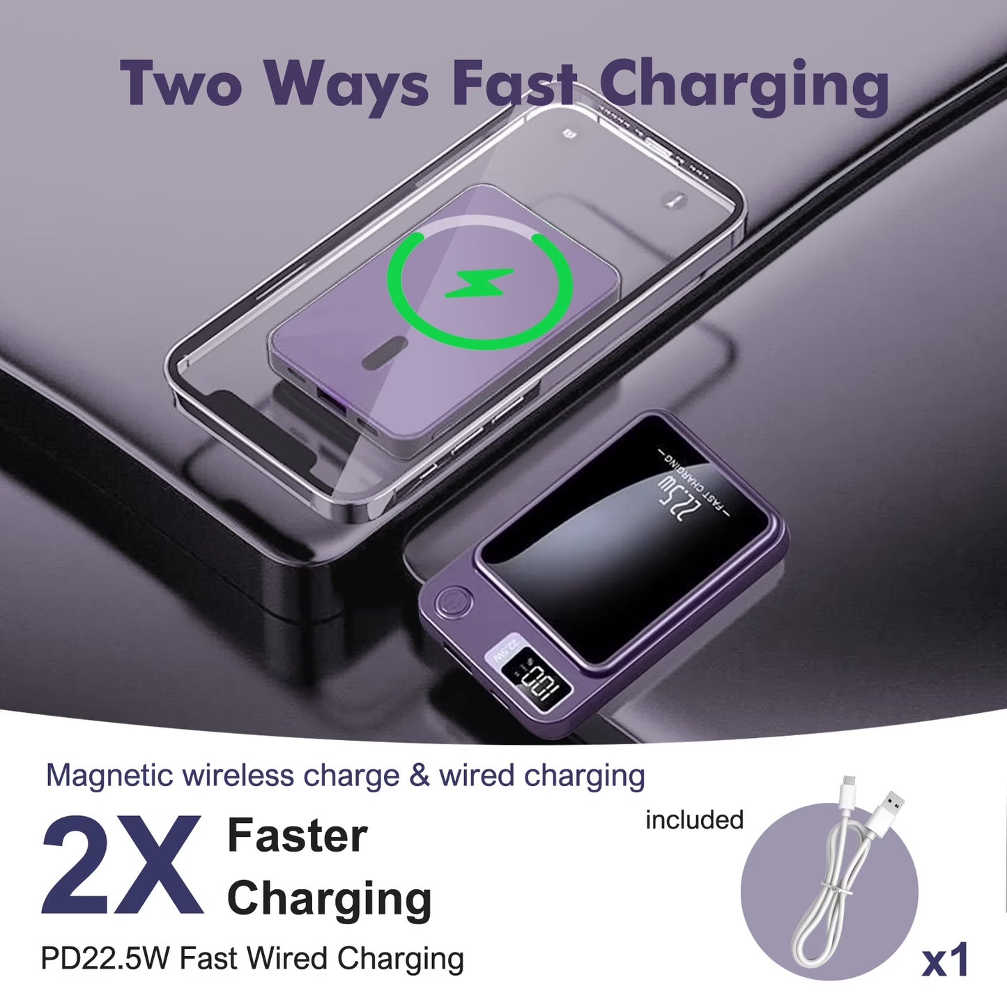 Wireless Power Bank 10000 mAh With  LED Power Display (22.5W fast charging) With Magsafe