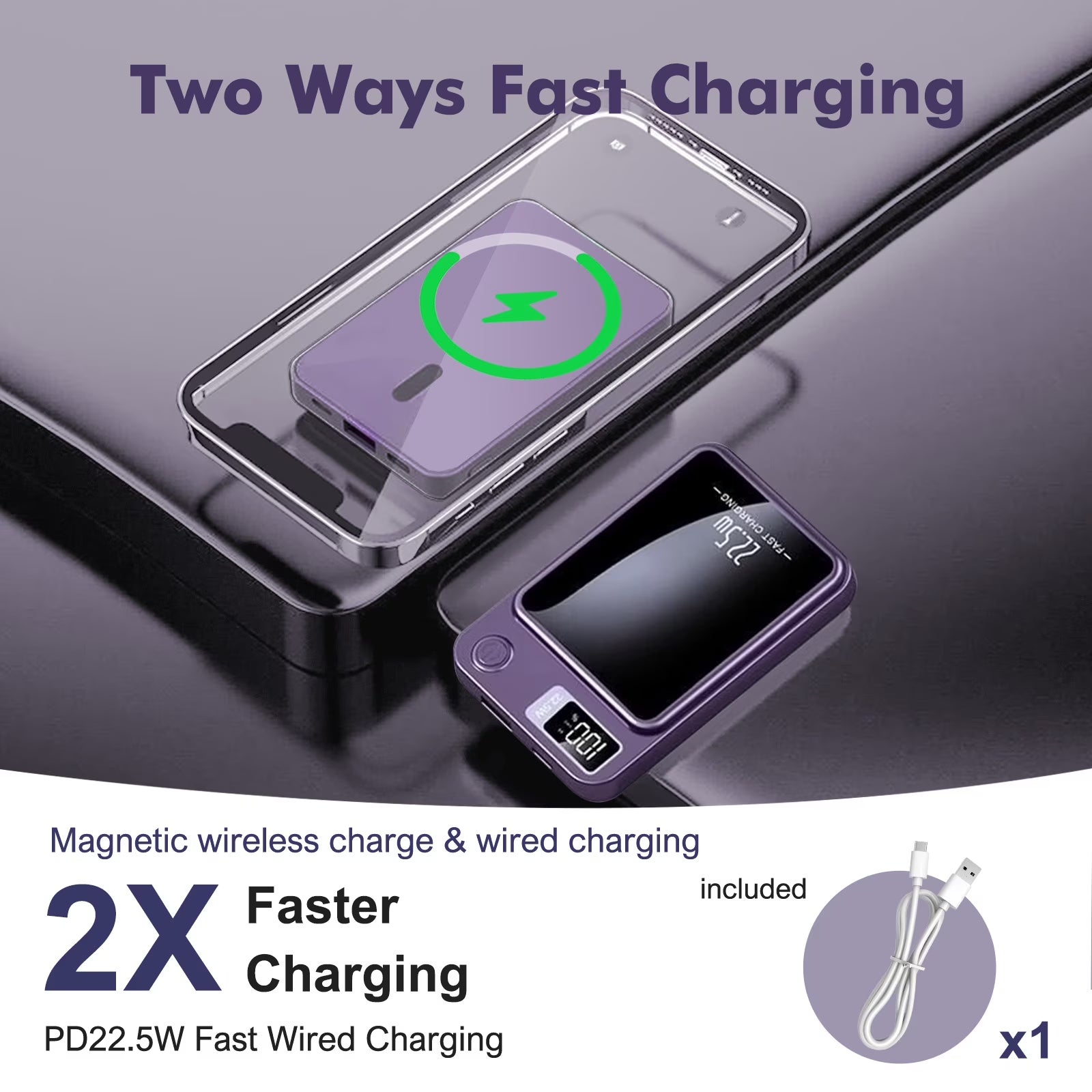 Wireless Power Bank 10000 mAh With  LED Power Display (22.5W fast charging) With Magsafe