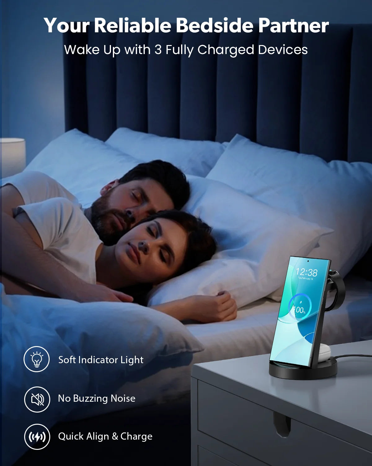 Wireless Charger:  3 in 1 Fast Charging Station, Iwatch Charger, Pro Classic Galaxy Buds